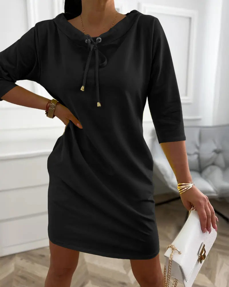 Leolia - Stylish Casual Hoodie Dress