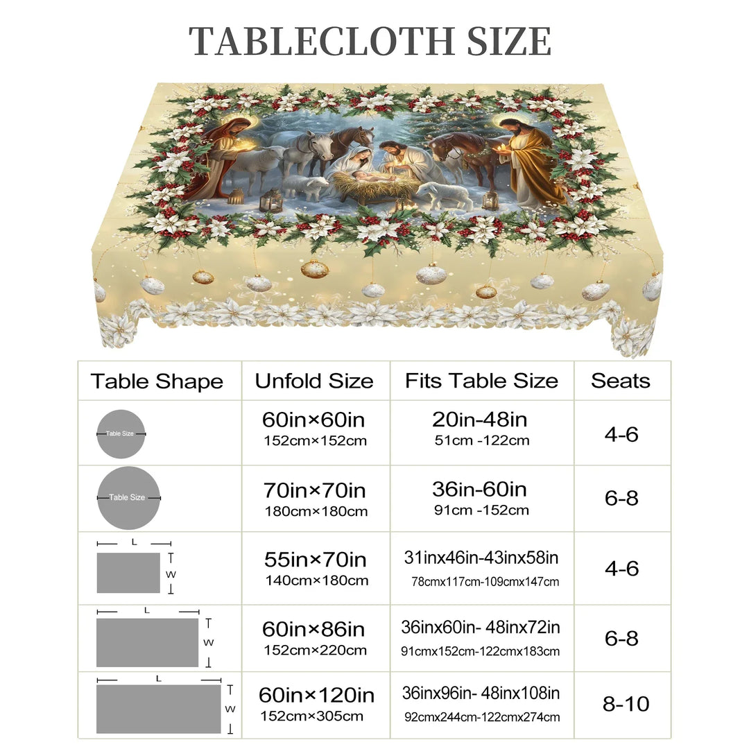 Aurynne - Festive Nativity Tablecloth