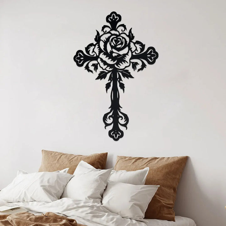 FloraCross – Metal wall cross with floral motifs