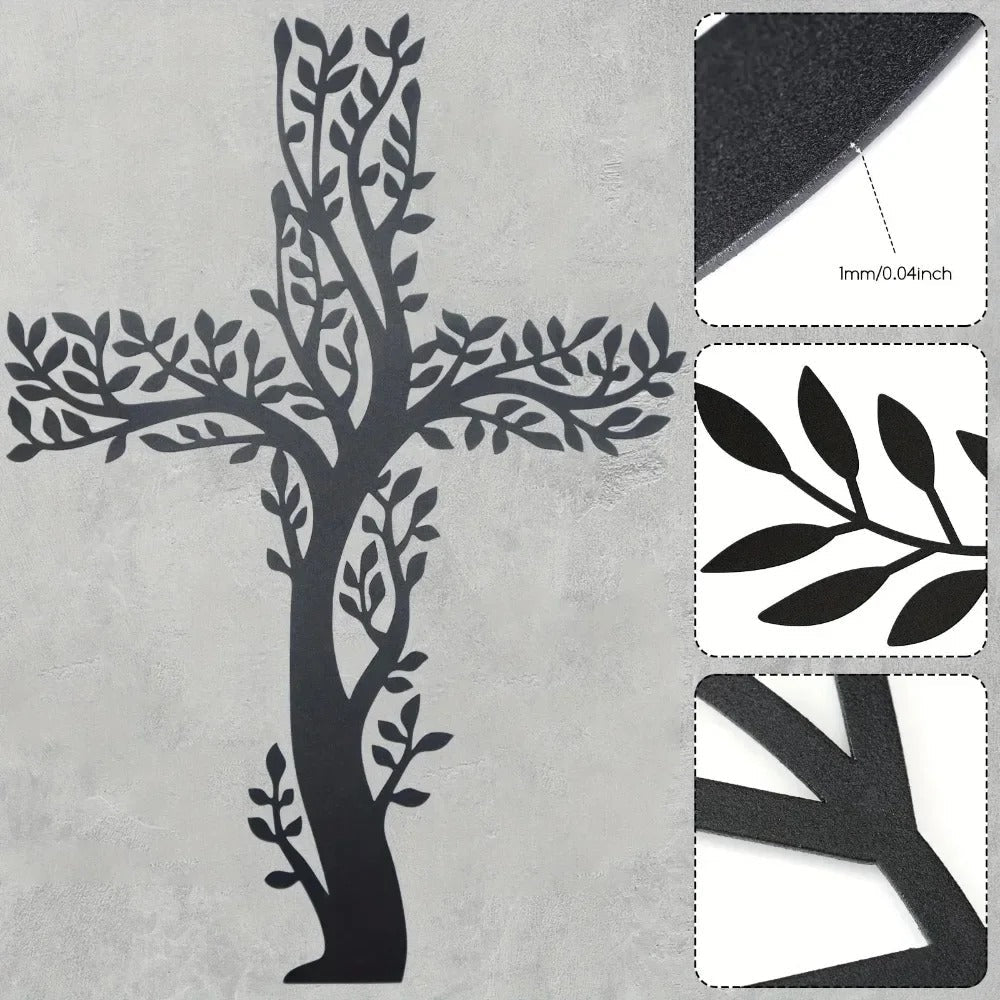 Tree Of Grace – Wall decoration with cross and metal tree