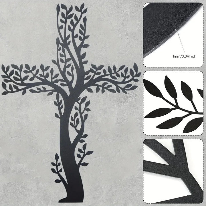 Tree Of Grace – Wall decoration with cross and metal tree