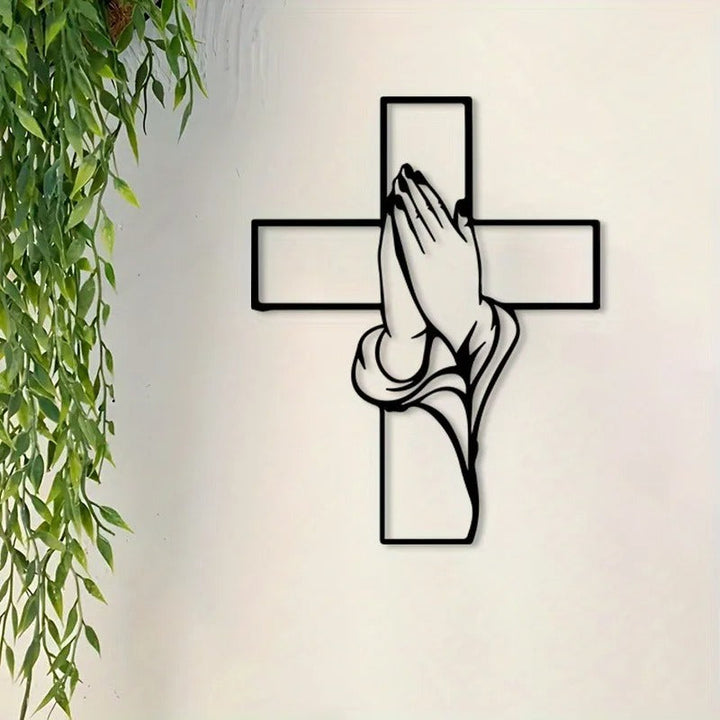 FaithHands – Metal wall cross with hands in prayer