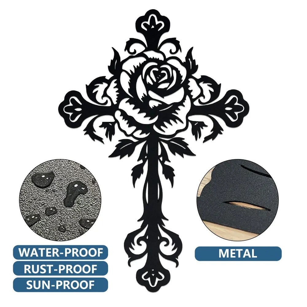 FloraCross – Metal wall cross with floral motifs