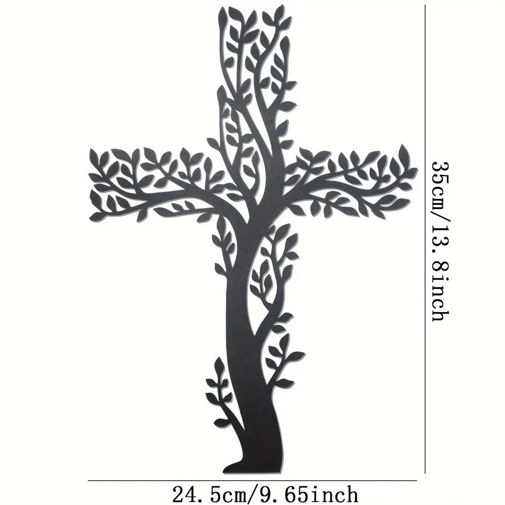 Tree Of Grace – Wall decoration with cross and metal tree