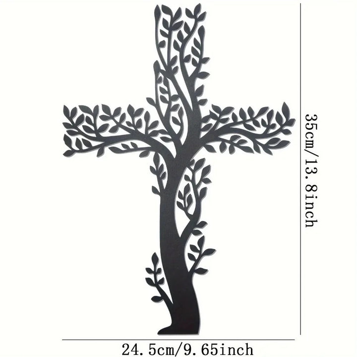 Tree Of Grace – Wall decoration with cross and metal tree