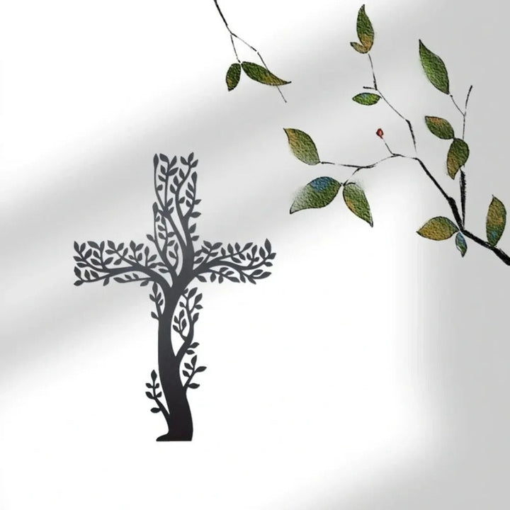 Tree Of Grace – Wall decoration with cross and metal tree