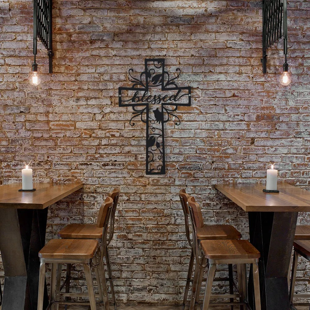 BlessedCross – “Blessed” metal wall cross