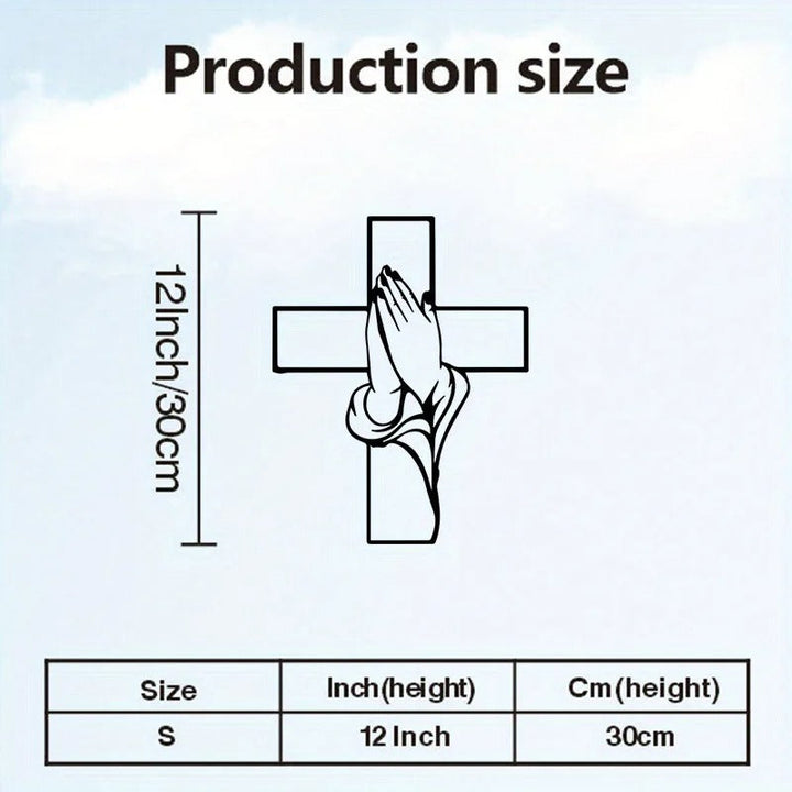 FaithHands – Metal wall cross with hands in prayer