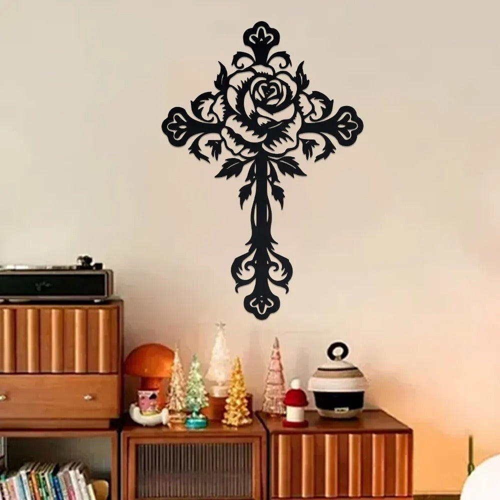 FloraCross – Metal wall cross with floral motifs