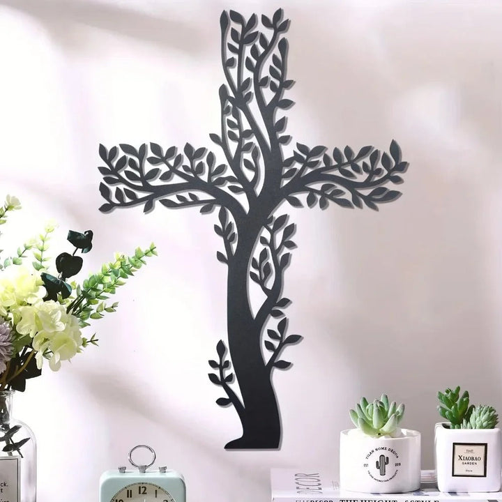 Tree Of Grace – Wall decoration with cross and metal tree