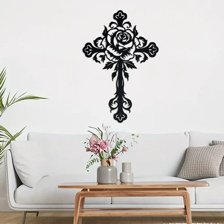 FloraCross – Metal wall cross with floral motifs