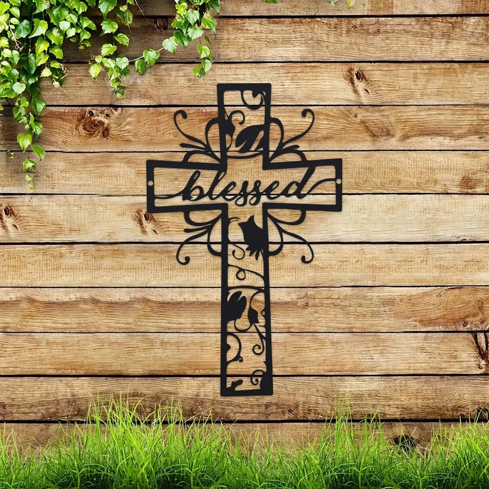 BlessedCross – “Blessed” metal wall cross